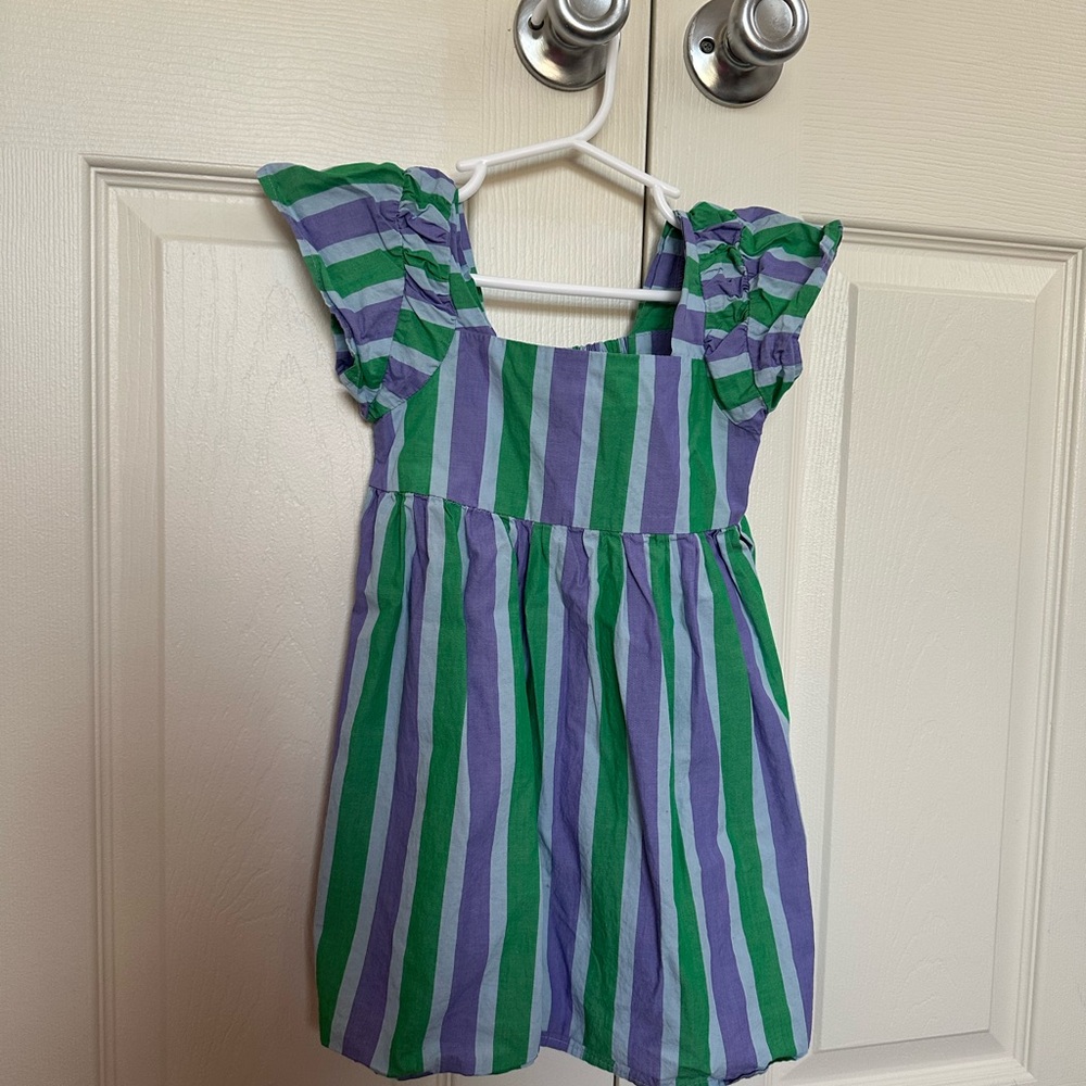 Cotton On kids 3T Striped Green and Purple Kids Dress